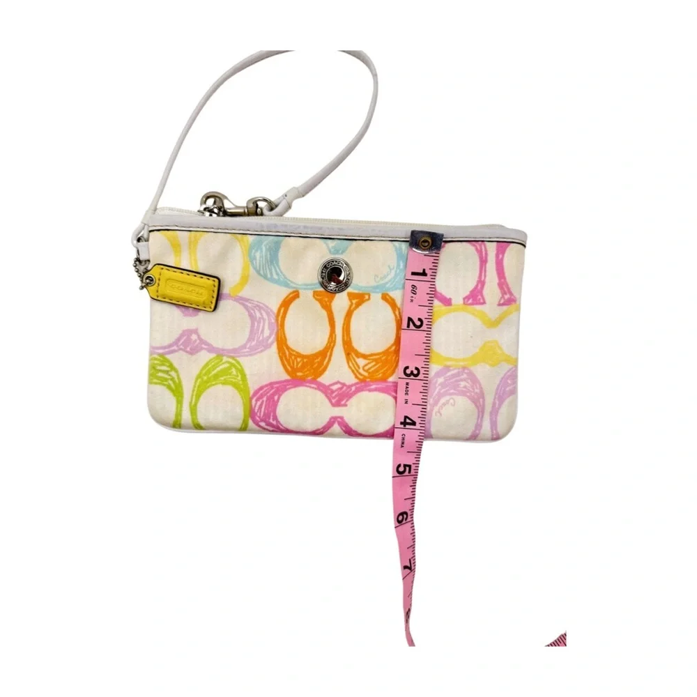 Coach Vintage Scribble C Print Wristlet Multicolor Canvas Y2K Era